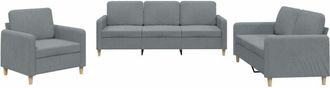 vidaXL Juego De Sof&aacute;s Con Cojines 3 Piezas Tela Gris Claro Vidaxl