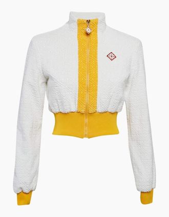 Casablanca Womens Casablanca Monogram Terry Zip Through Track Top White Jacket - Size: 10/8