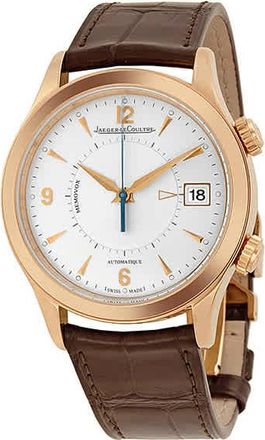 Jaeger-LeCoultre Master Memovox Silver Dial 18kt Rose Gold Brown Leather Mens Watch Q1412430