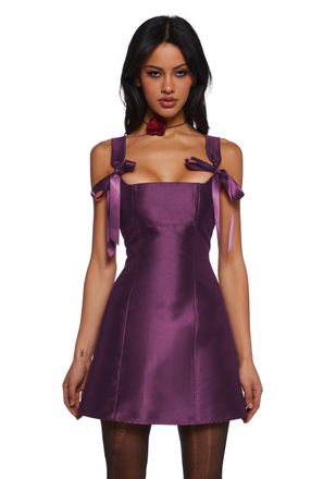 Dolls Kill Pixie Stardust Mini Dress by Current Mood - Taffeta Dress with Fit and Flare Silhouette, Perfect for Special Events - Purple, XX-Large