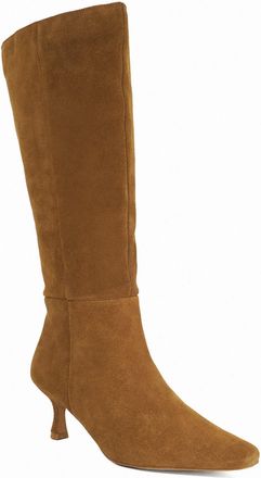 Dune London Womens Ladies Silences - Suede Knee High Kitten Heel Boots - Tan - Size UK 4