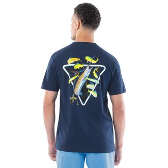 Guy Harvey Mens Billfish Collection Short Sleeve Pocket T-Shirt, Estate Blue/Tri Marlin Dorado, XXL