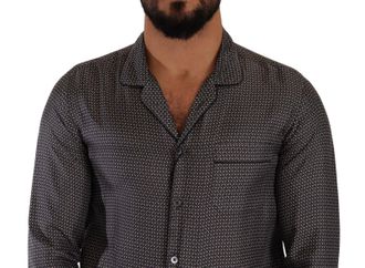 Dolce & Gabbana Gray Fantasy Pattern Pajama Top Mens Shirt Silk