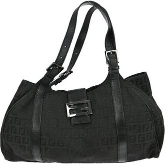 Fendi Pre-owned Shoulder Bags, female, Black, Size: ONE SIZE Pre-owned Canvas Shoulder Bag