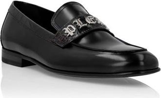 Philipp Plein Croco Printed Leather Loafers Men in Black at Nordstrom, Size 45