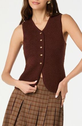 ASTR the Label Textured Longline V-Neck Vest in Brown at Nordstrom, Size X-Large