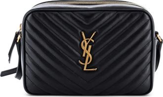 Saint Laurent Lou cameratas matelasse leren kleine crossbodytas met chevron streep - Zwart