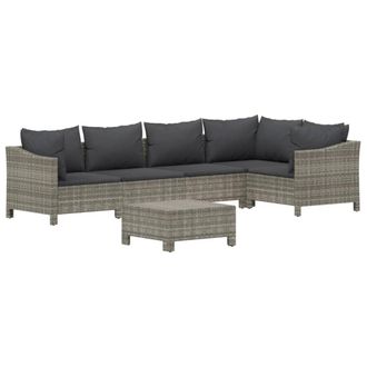 vidaXL Set De Muebles De Jard&iacute;n 6 Pzas Y Cojines Rat&aacute;n Sint&eacute;tico Gris Vidaxl