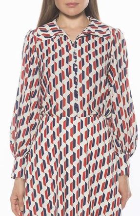Alexia Admor Rah Covered Button-Down Top in Red Geo at Nordstrom Rack, Size 10
