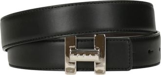 Hogan H Logo Gesp Riem - Dames - Riemen - Zwart - 80 CM - Leer - Accessoires