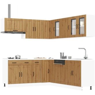 vidaXL Vidaxl - Mueble De Cocina Lucca 11 Piezas Artesanal Roble