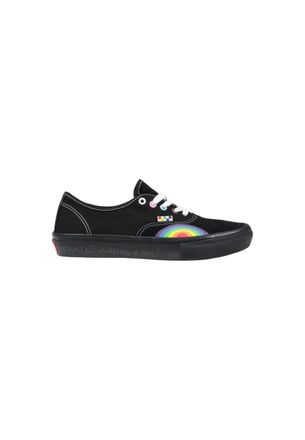 Vans Womens Authentic Rainbow Skate Shoes - Black Leather - Size EU 42