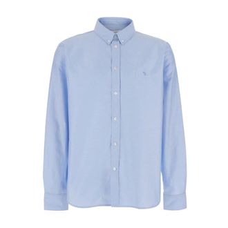 Maison Kitsun&eacute; Casual Shirts, male, Blue, Size: XL Profile Fox Casual Shirt