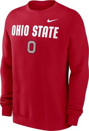 Nike Ohio State Buckeyes Primetime Primary Stack Nike Mens College Pullover Crew in Red | NKPV65NOH-DC7