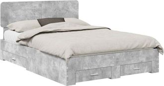 vidaXL Estructura De Cama Con Cabecera Gris Concreto 140 X 190 Cm Vidaxl