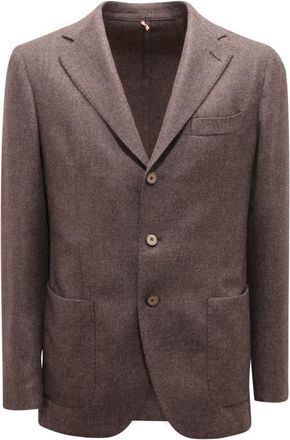 Santaniello Wollen jas in klassieke stijl - Heren - Blazers - Bruin - L - Wol - Jassen