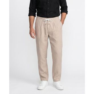 Brunello Cucinelli Beige Linen Drawstring Trousers, Brand Size 56 (US Size 40)