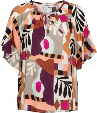 &Co Woman Overhemden, Dames, Veelkleurig, S, Ronde hals Viscose Top