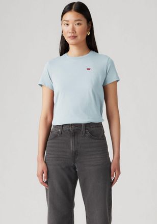 Levi's T-Shirt LEVIS Mini-Logo, Damen, Gr. XS, blau (dusty blau), Jersey, Obermaterial: 100% Baumwolle, Basic, figurbetont normal, Rundhals, abgesteppt, Shir