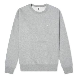 Nike Mens Nike Solid Color Embroidered Logo Round Neck Long Sleeves Dark Grey CV0554-063