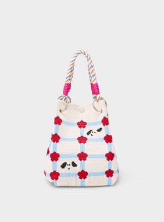 Simons Womens Knotted shoulder and handle knit bucket bag