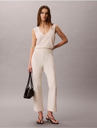 Calvin Klein Womens Ponte Cropped Flared Pants - Neutral - XL