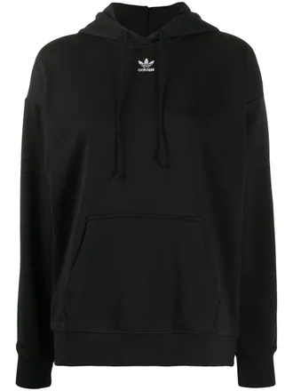 adidas drawstring embroidered-logo hoodie - women - Cotton/Recycled Polyester - 4 - Black
