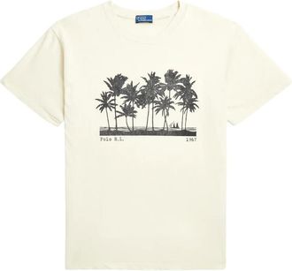 Polo Ralph Lauren graphic print t-shirt - women - Cotton - S - Neutrals