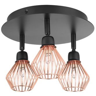 Beliani Aplique De Pared 3 Luces De Metal Negro Ajustable Industrial Volga M