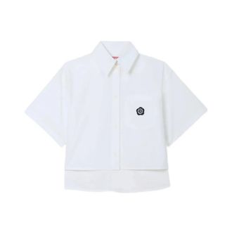Kenzo Dames, Blouses & Shirts, Wit, Maat: XS Katoen