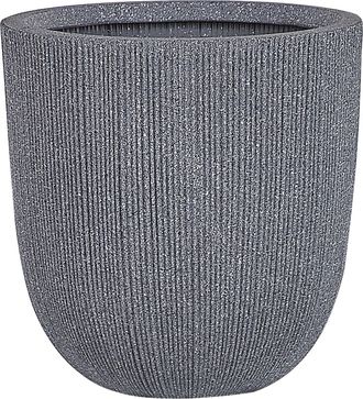 Beliani Maceta De Poli Resina Gris Jardinera De Flores 48 X &Oslash; 44 Cm Accesorios De Decoraci&oacute;n Interior Al Aire Libre Minimalista Moderno Chios