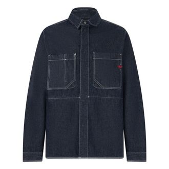 Diesel Denim Shirts, male, Blue, Size: 2XL Stitch Pocket Denim Shirt