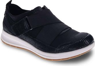 Revere Comfort Shoes Womens Virginia Adjustable Sneaker In Black Lizard