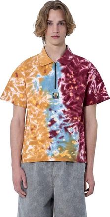 Brain Dead Zip-Collar Tie-Dye Polo Shirt - Heren - Polos - Veelkleurig - S - Katoen - Tops