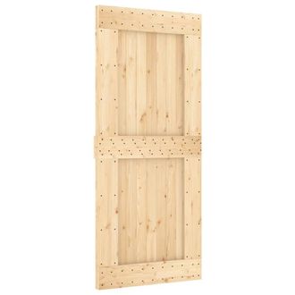 Berkfield Home Sliding Door with Hardware Set 90x210 cm Solid Wood Pine in Light Brown