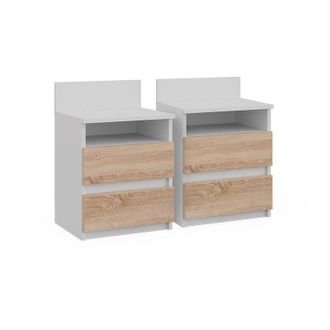 Vicco Comodino camera da letto Monty, Bianco/Sonoma, 32.3 x 59.1 cm Set di 2