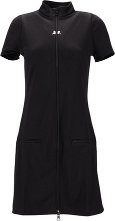 Courr&egrave;ges Black Mock Collar Mini Dress