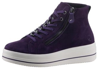 Remonte Plateausneaker REMONTE Elisabeth Hurley-Collection, Damen, Gr. 37, lila (aubergine), Veloursleder, Schuhe Plateausneaker, Freizeitschuh, High-Top-Snea