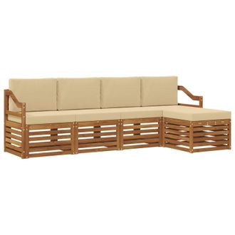 vidaXL Conjunto De Sof&aacute;s De Exterior Con Coj&iacute;n 5 Pcs Natural Y Beige Vidaxl