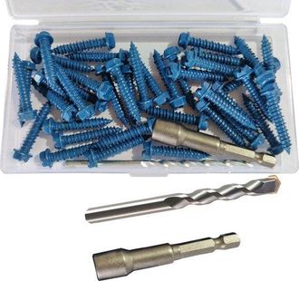 OEM 40 Tornillos/anclajes Para Hormig&oacute;n, Para Fijar Mamposter&iacute;a, Ladrillos, Cemento O Yeso Tornillos Hexagonales Azules