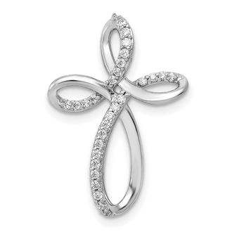 Diamond2Deal 10K White Gold 1/6ct. Diamond Cross Chain Slide Pendant