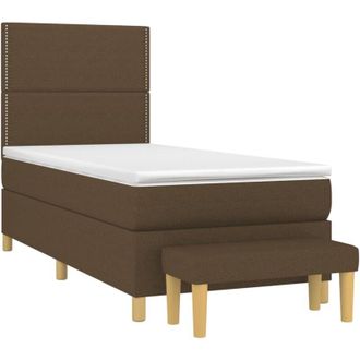 vidaXL Cama Box Spring Con Colch&oacute;n Tela Marr&oacute;n Oscuro 90x200 Cm Vidaxl
