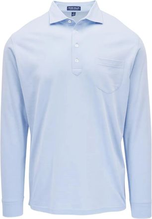 Peter Millar Polo a maniche lunghe con tasca - Blu