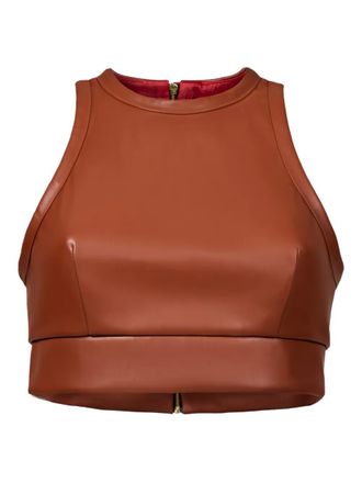 Lika faux-leather top - Brown