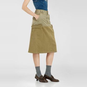 Diesel Cargo midi skirt in cotton and nylon - Skirts - Woman - Green
