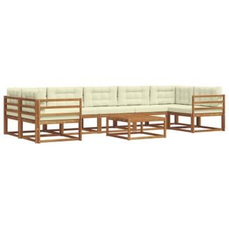vidaXL Conjunto De Sof&aacute;s De Exterior Con Coj&iacute;n 8 Pcs Natural Y Crema Vidaxl