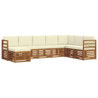 vidaXL Conjunto De Sof&aacute;s De Exterior Con Coj&iacute;n 8 Pcs Natural Y Crema Vidaxl