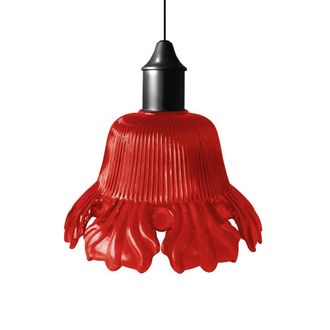 Tosel Suspensi&oacute;n campana metal vidrio rojo D23 cm
