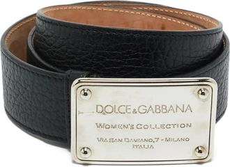 Dolce & Gabbana logo-plaque leather belt - Black