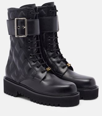 Valentino Garavani Quiltie 67 leather combat boots